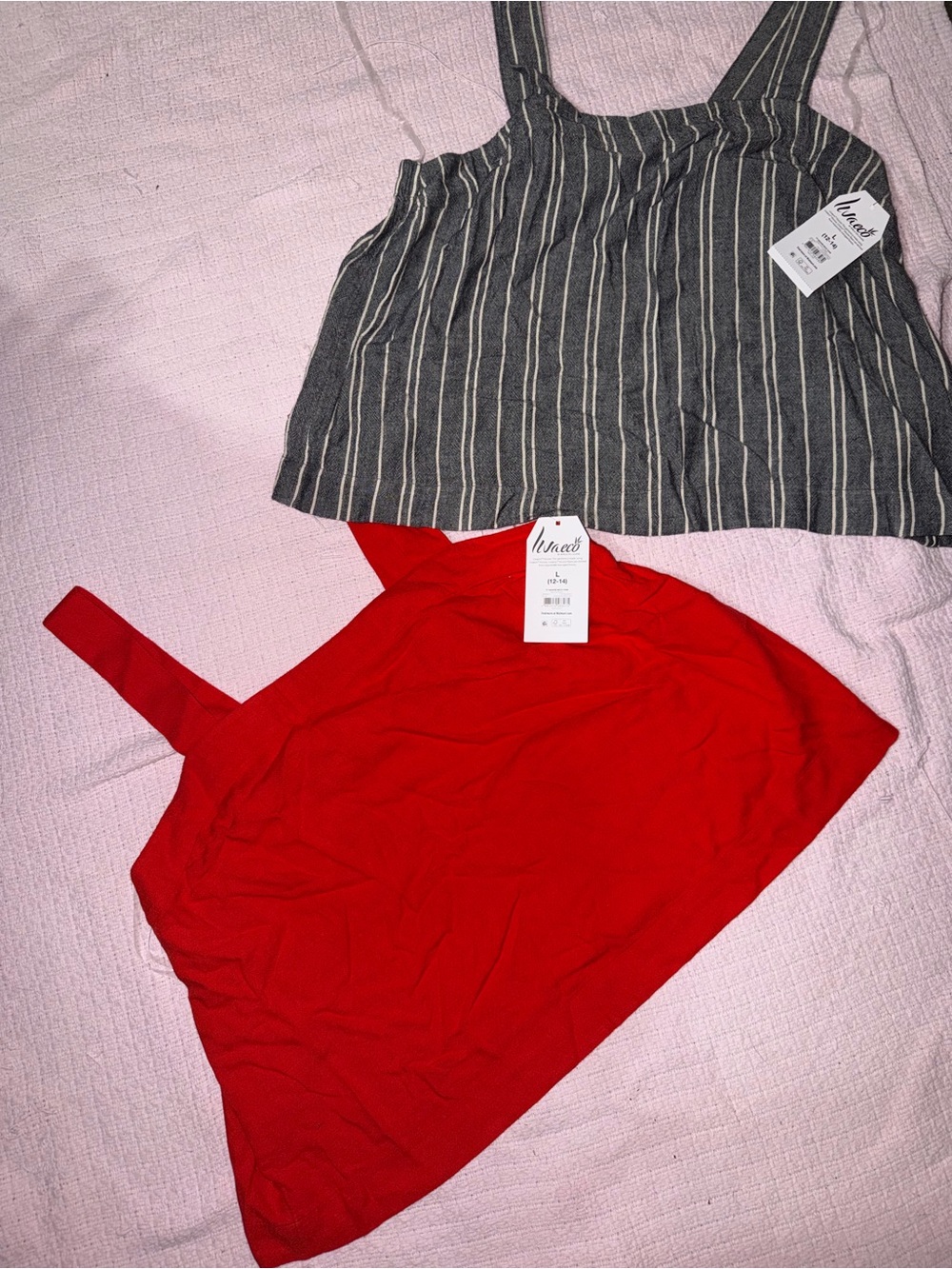 Set of Two Women's Tank Tops - Red & Black Stripe